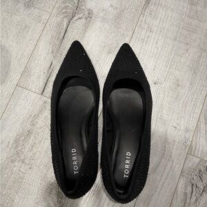 Torrid Black rhinestone kitten heels- never worn